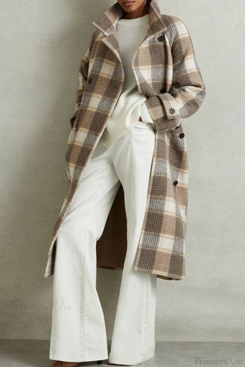 Plaid Belted Wool Coat
