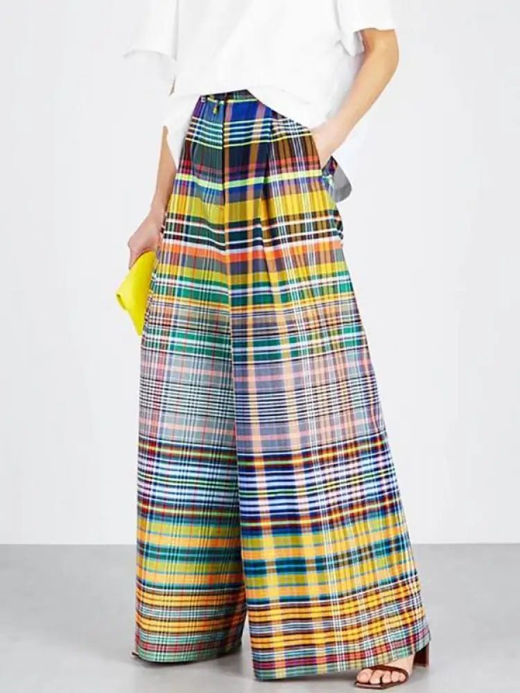 Plaid Wide-leg Pants