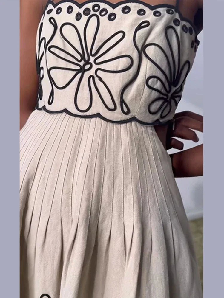 Printed Hollow Out Long Dress