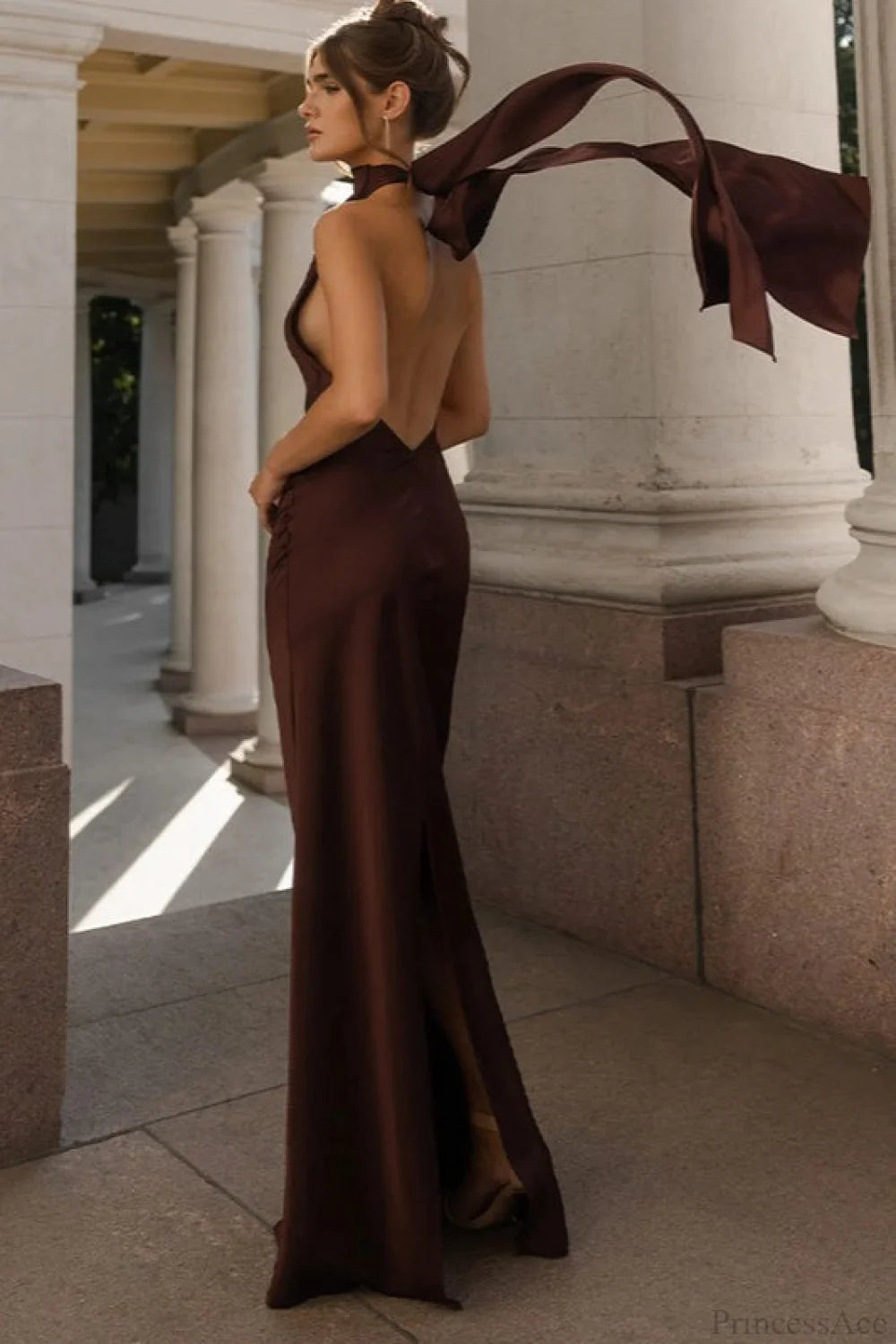 Satin Backless Maxi Dress