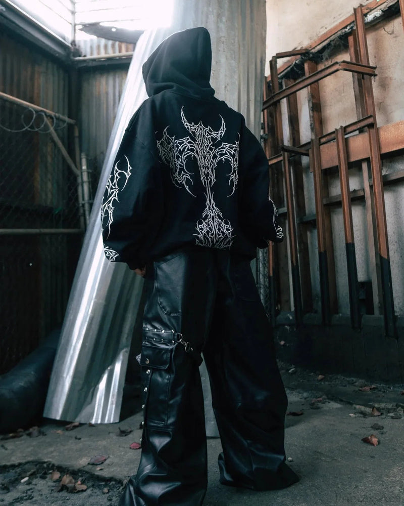 Y2k Graphic Gothic Zipper Hooded Sweatshirt