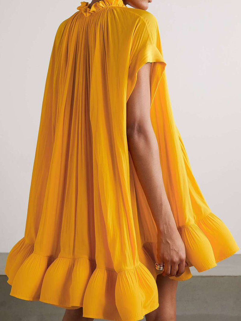Cape-effect Belted Mini Dress