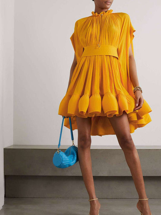 Cape-effect Belted Mini Dress