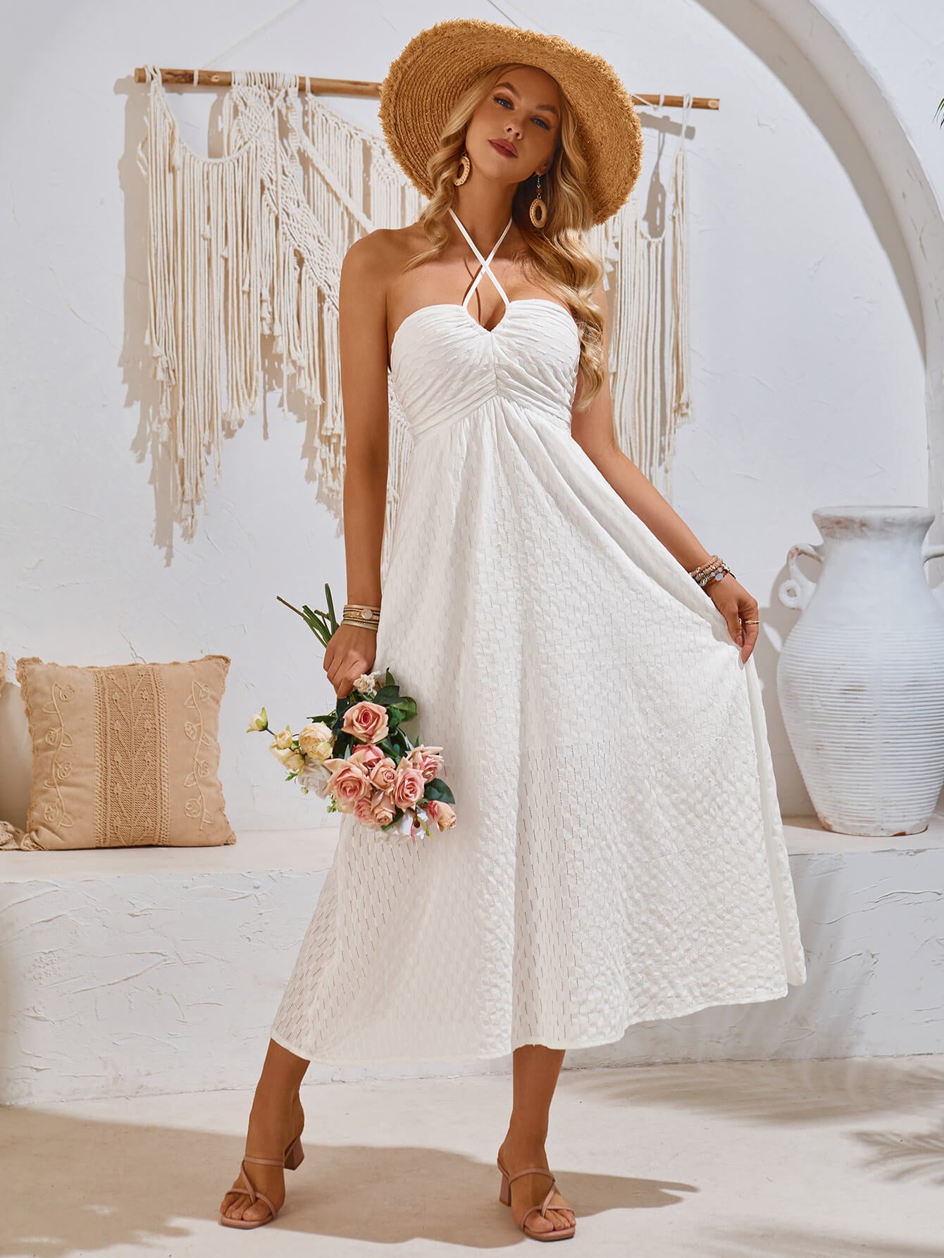 Reservation for Two Halter Maxi Dress - White