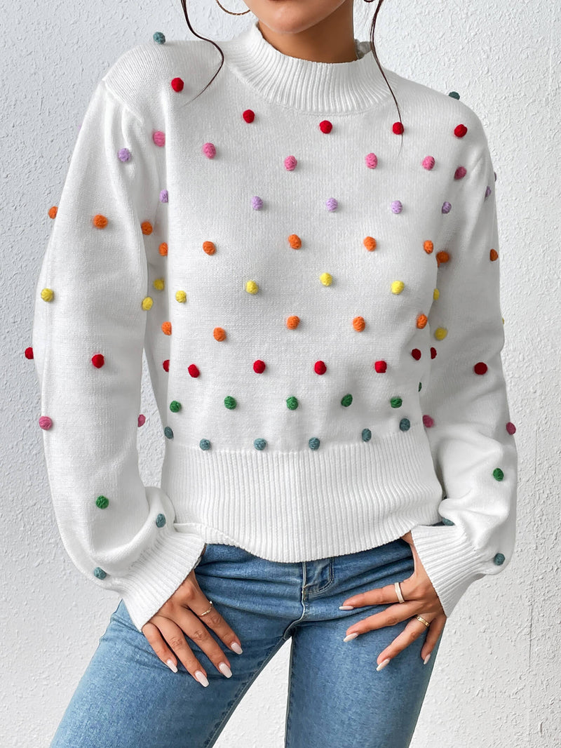 Celestial Multi Popcorn Applique Sweater - White