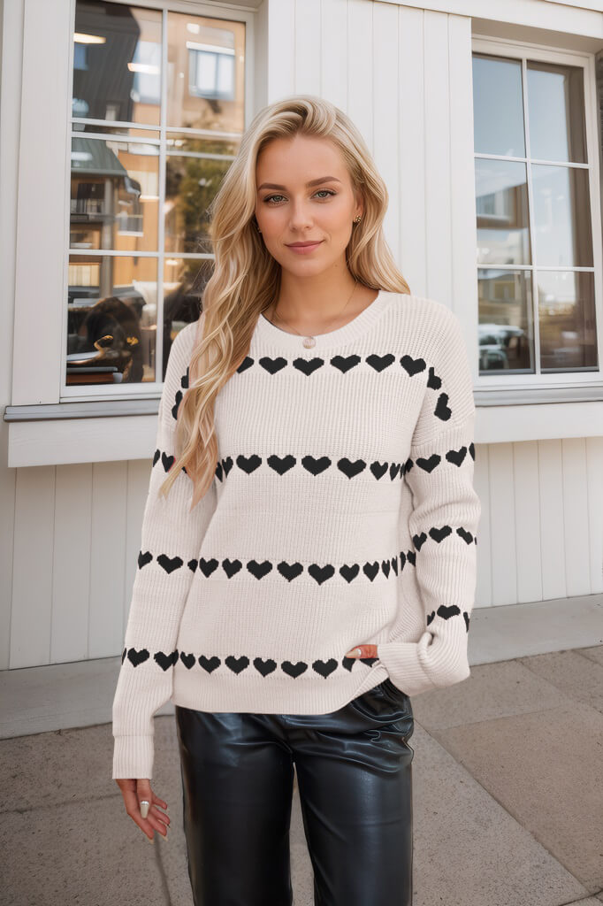 My Hearts Oversized Striped Pullover Sweater