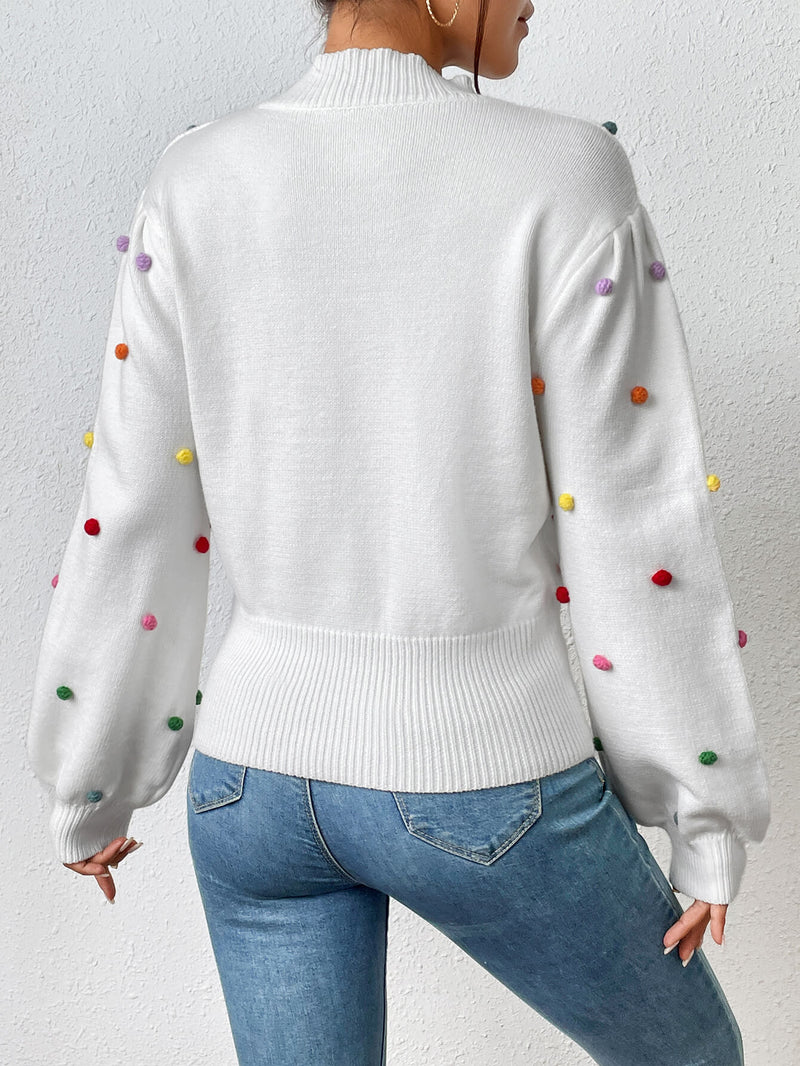 Celestial Multi Popcorn Applique Sweater - White