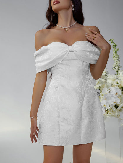 Whispering Bow Off the Shoulder Mini Dress
