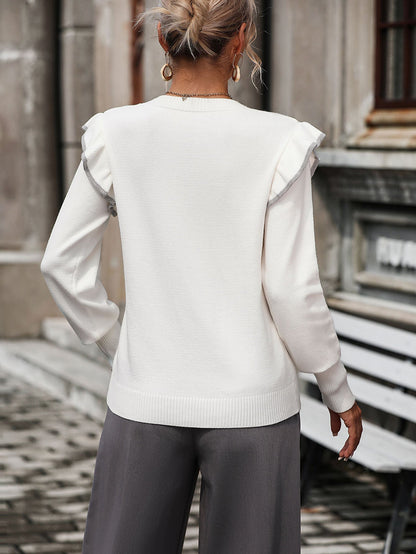 Nonnie Knit Pullover Sweater - White