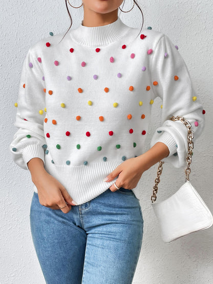 Celestial Multi Popcorn Applique Sweater - White