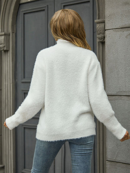 Come My Way Fuzzy Knit Sweater - White