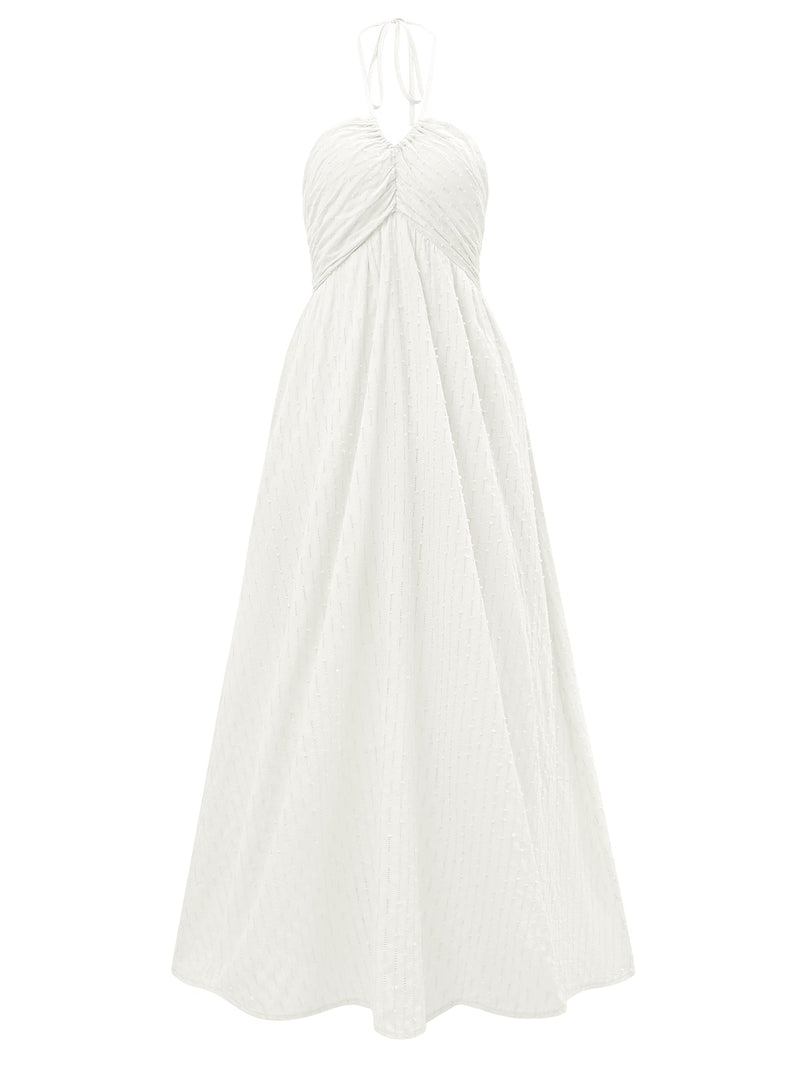 Reservation for Two Halter Maxi Dress - White