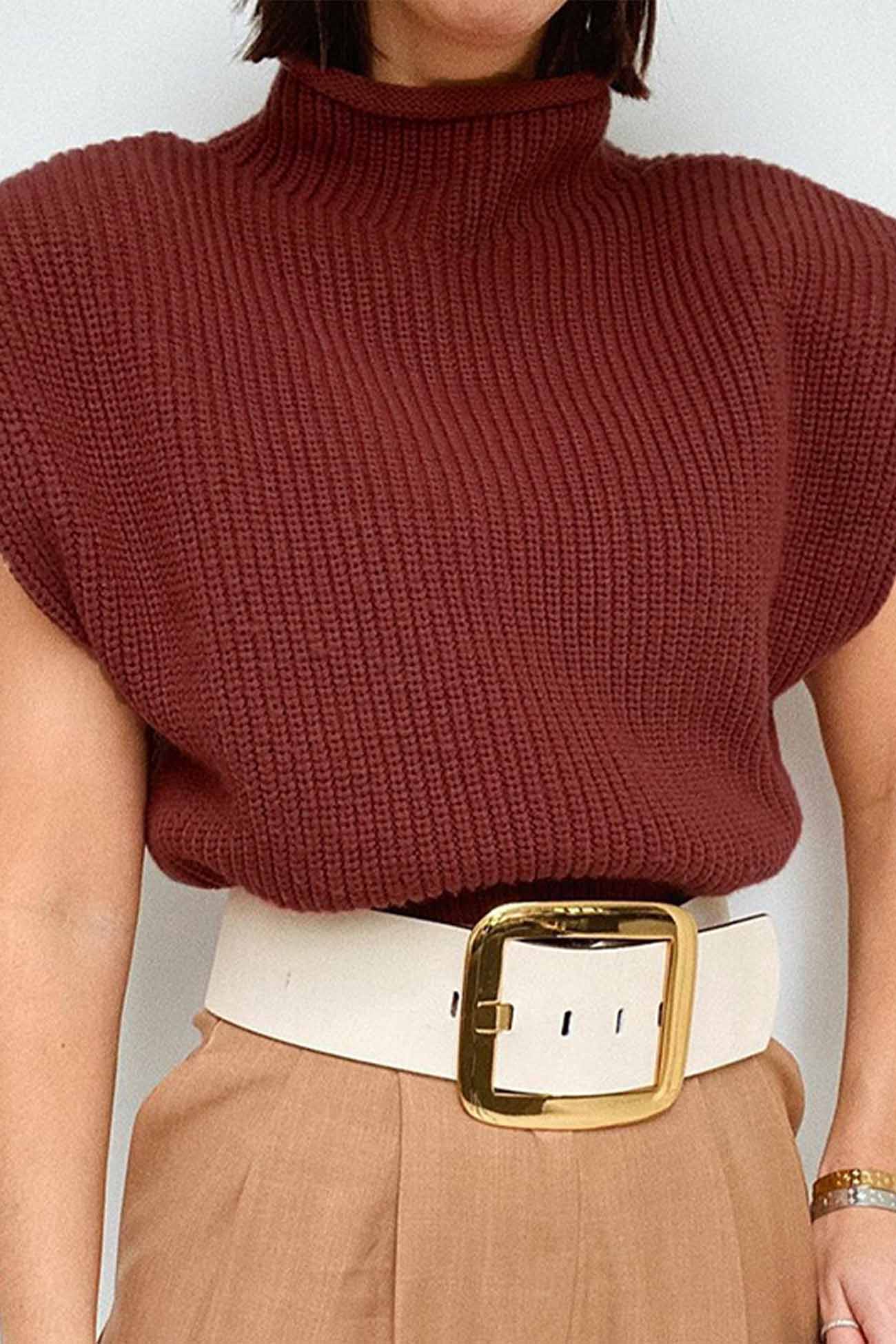 Mock Neck Sleeveless Sweater