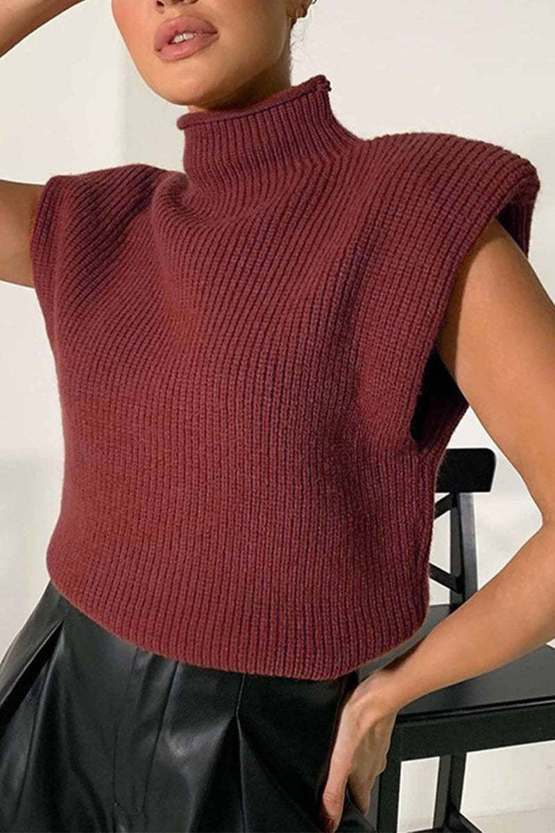 Mock Neck Sleeveless Sweater