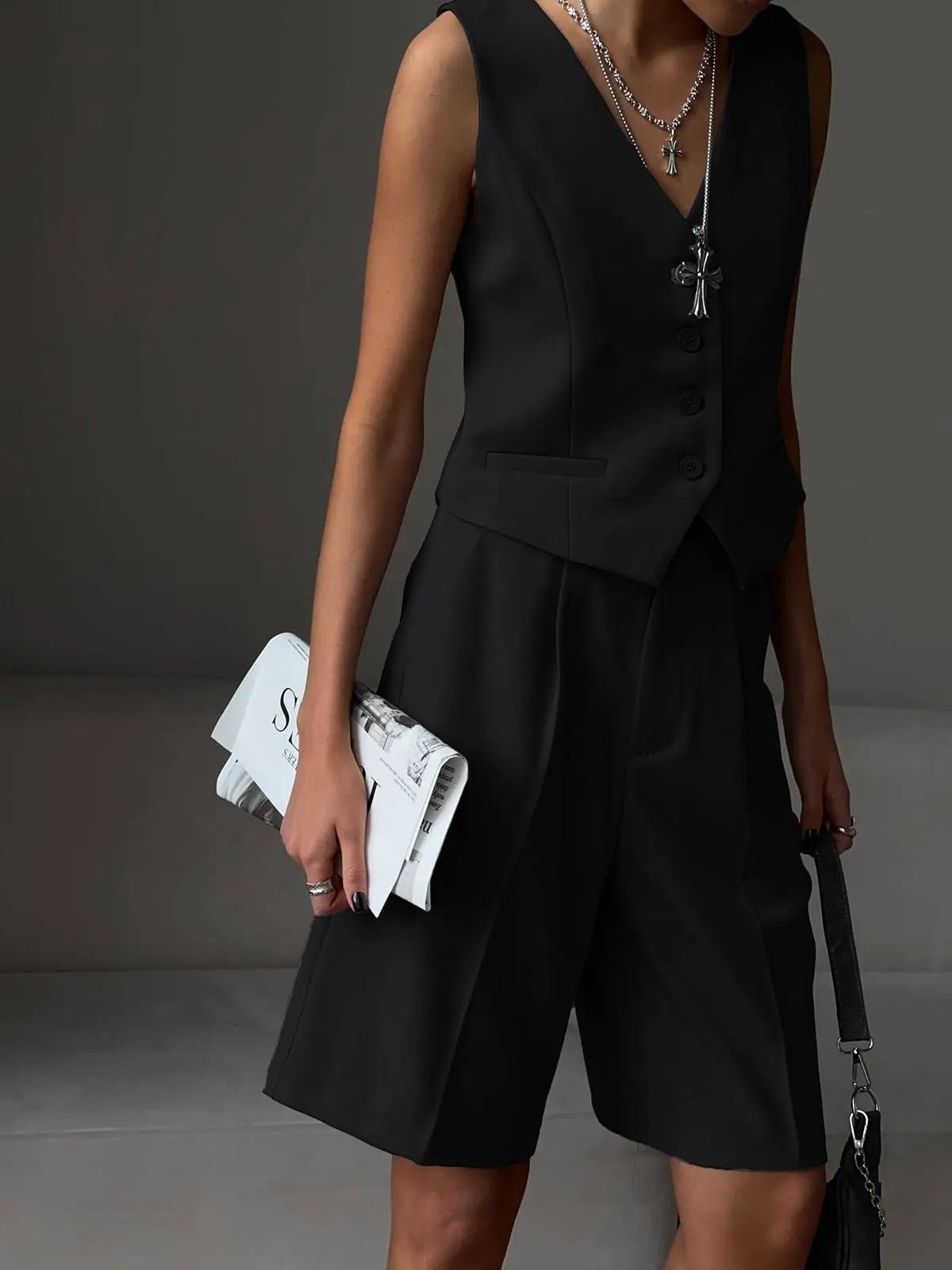 Wolfeel Summer Vest Shorts Suit Two-piece Set | Office Outfits