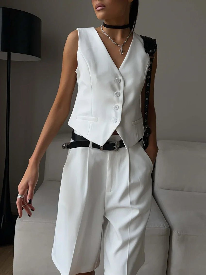 Wolfeel Summer Vest Shorts Suit Two-piece Set | Office Outfits