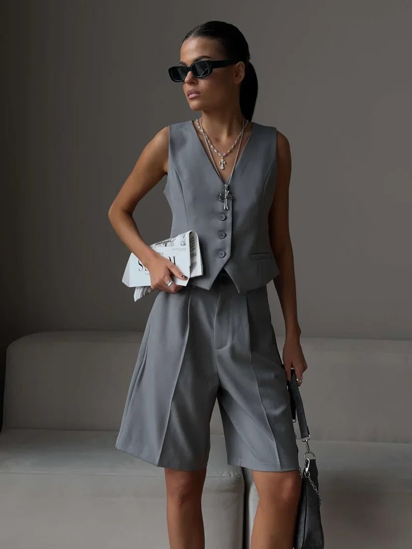 Wolfeel Summer Vest Shorts Suit Two-piece Set | Office Outfits