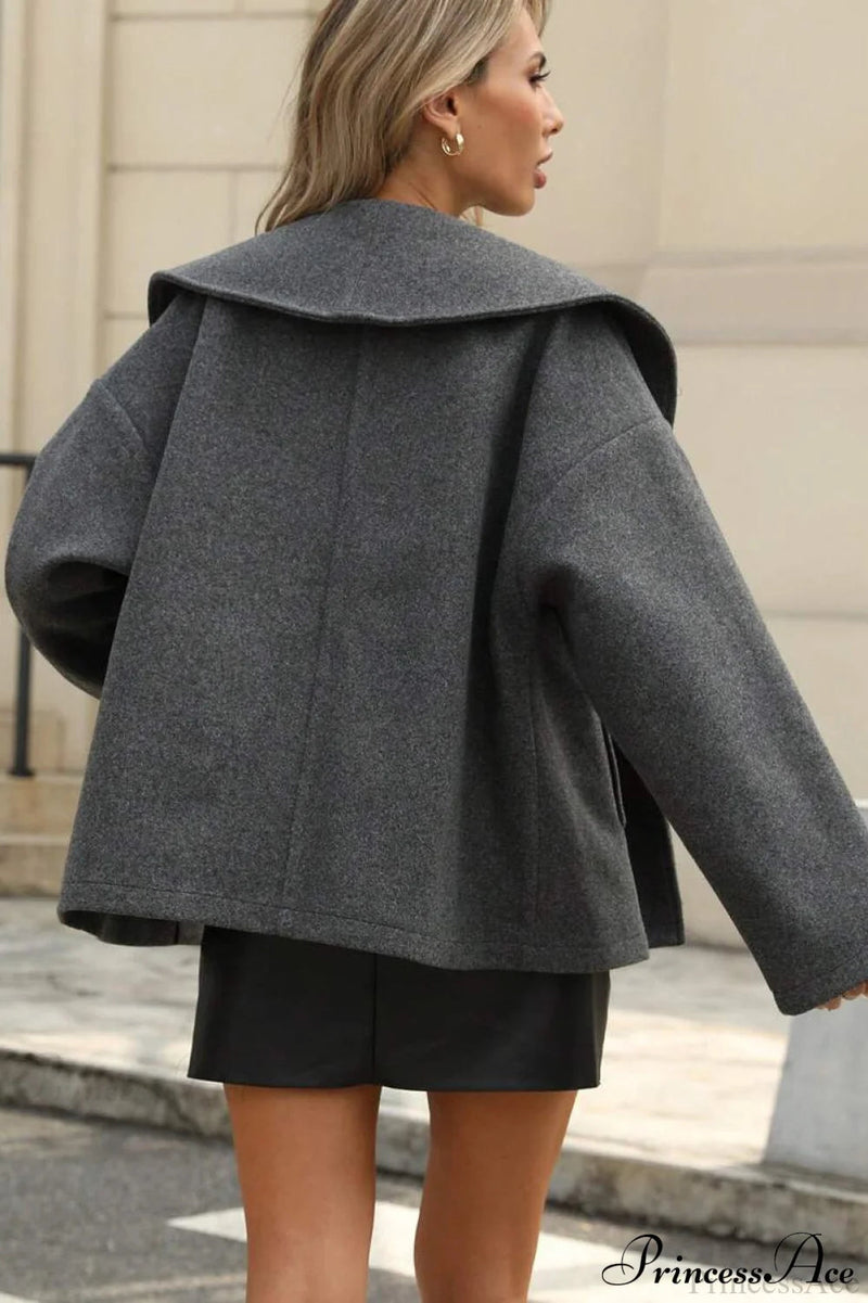 Wool Blend Collar Street Coat