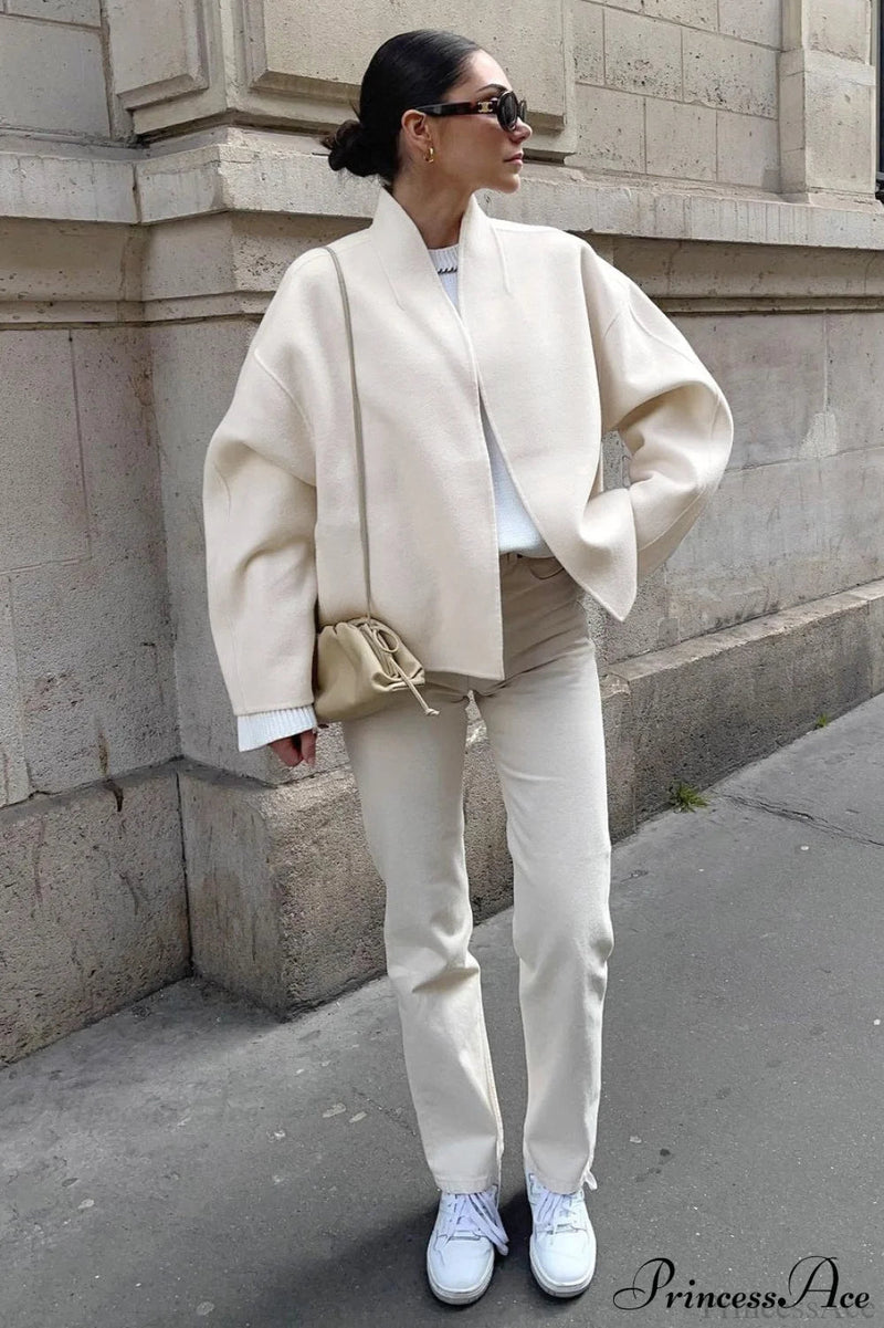 Woolen V-neck Short Loose Chillax Coat