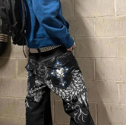Y2k Gothic Design Print Loose Pant