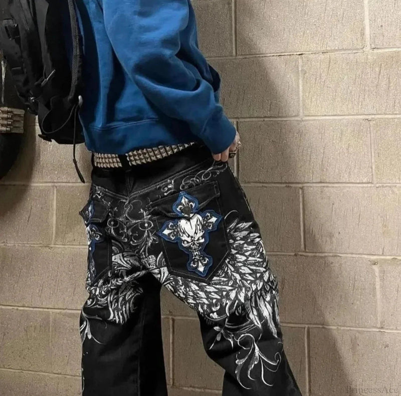 Y2k Gothic Design Print Loose Pant