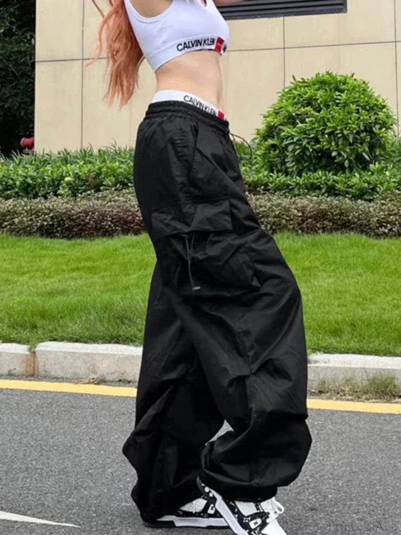 Y2k Gothic Parachute Dark Pant