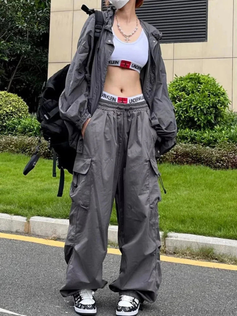 Y2k Gothic Parachute Dark Pant