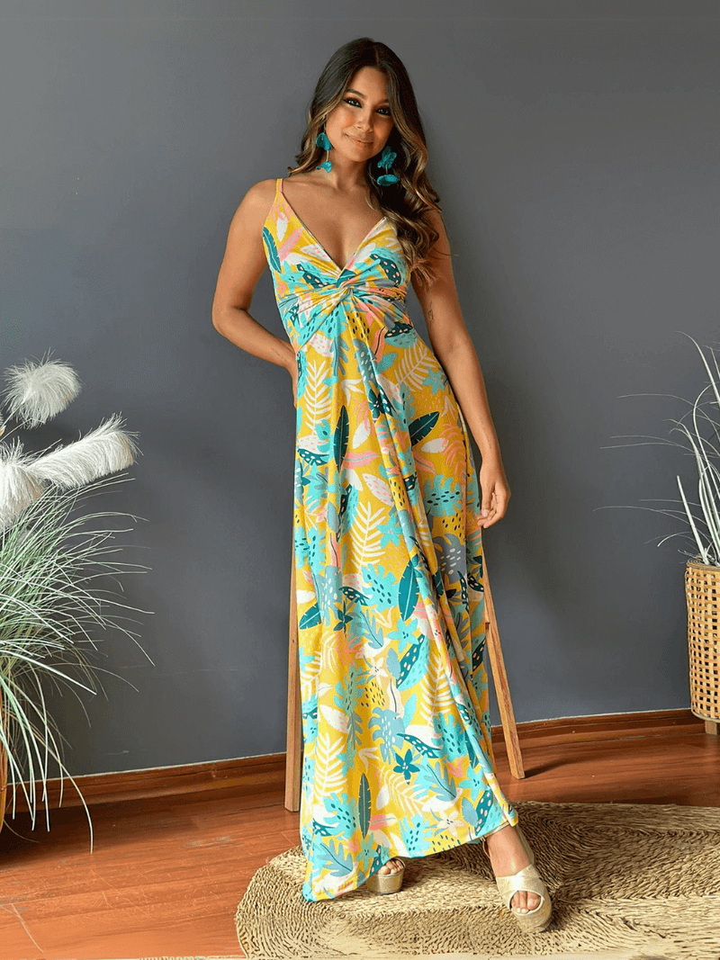 Cynthia V-neck Maxi Dress - Yellow