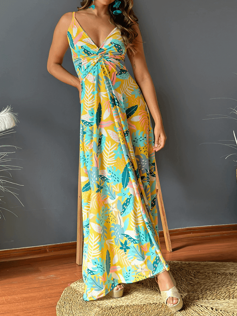 Cynthia V-neck Maxi Dress - Yellow