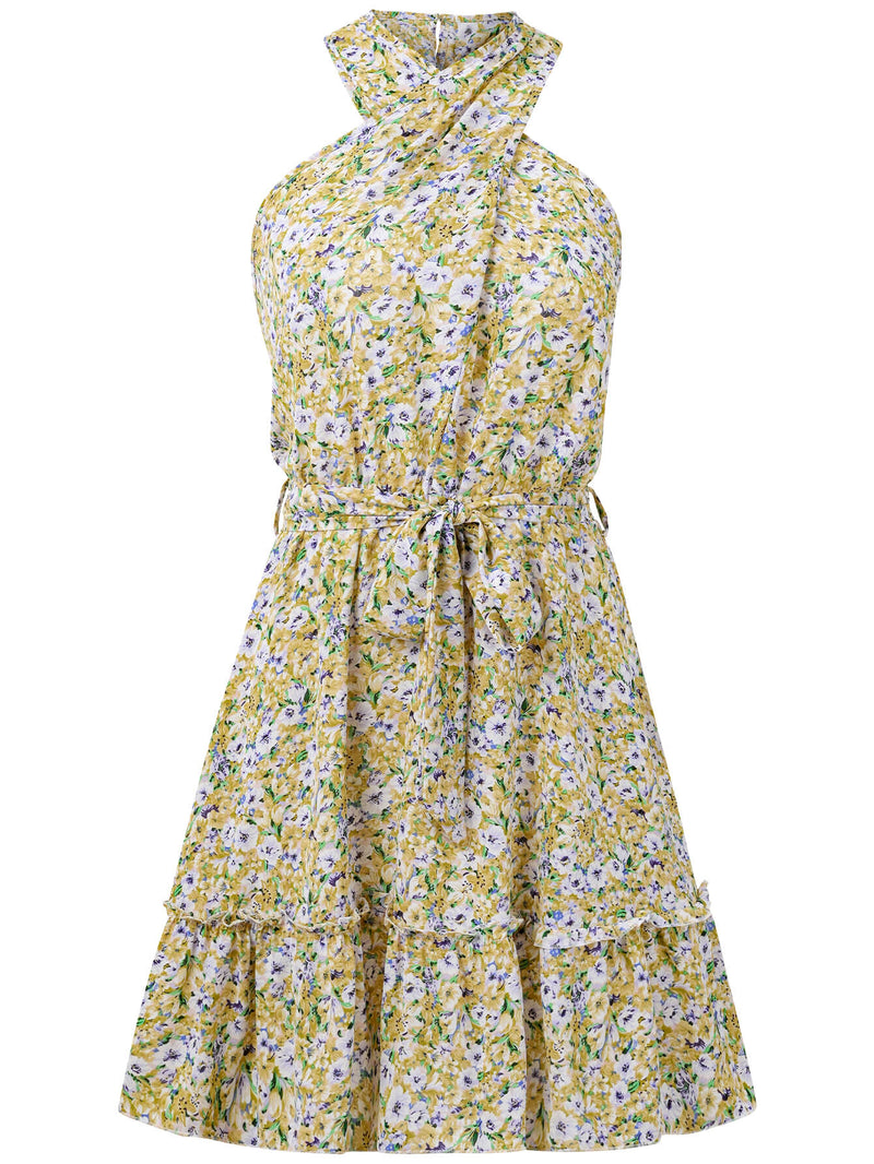 Ariana Halter Mini Dress - Yellow