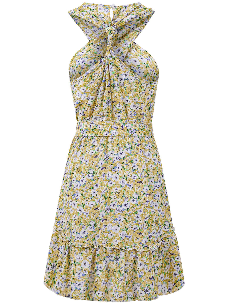 Ariana Halter Mini Dress - Yellow