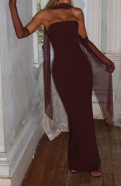 Ana Sofía Maxi Dress- Plum Brown